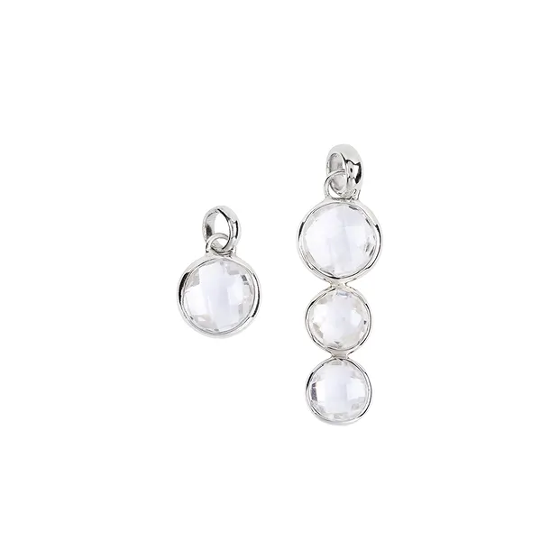 Earrings Rock Crystal round (10mm), faceted, 2.4cm, platinum plated | Marco Schreier