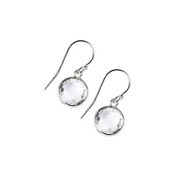 244023220069 Pendientes Cristal de roca redondo (10mm), facetado, 2,4cm, platinado | Marco Schreier