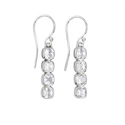 244023220075 Earrings Topaz (white) Cushion (4 x 4mm), faceted, 3.3cm, platinum plated | Marco Schreier