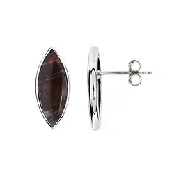 244023220081 Pendientes Navette de ágata de las praderas (20 x 8 mm), 2,2 cm, platinados | Marco Schreier