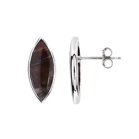 Earstuds Prairie Agate Marquise (20 x 8mm), 2.2cm, platinum plated | Marco Schreier