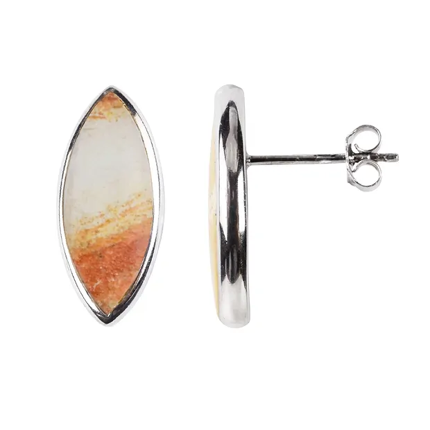 Earstuds Java Sunset Jasper Marquise (20 x8mm), 2.2cm, platinum plated | Marco Schreier