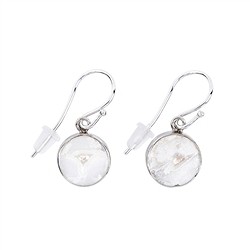 244023220084 Druzy Agate (white) earrings, round (10mm), 3.0cm, platinum plated | Marco Schreier