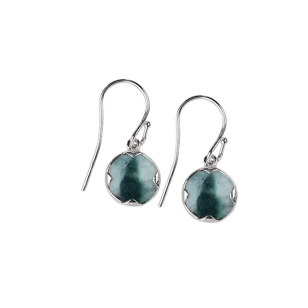 Pendientes jaspe ocelote (10 mm) redondo, 3,3 cm, platinado | Marco Schreier