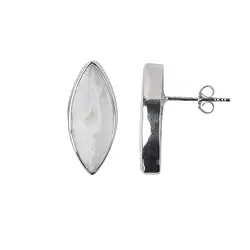 244023220098 Ohrstecker Druzy-Achat weiß Marquise (20 x 8mm), 2,2cm, platiniert | Marco Schreier
