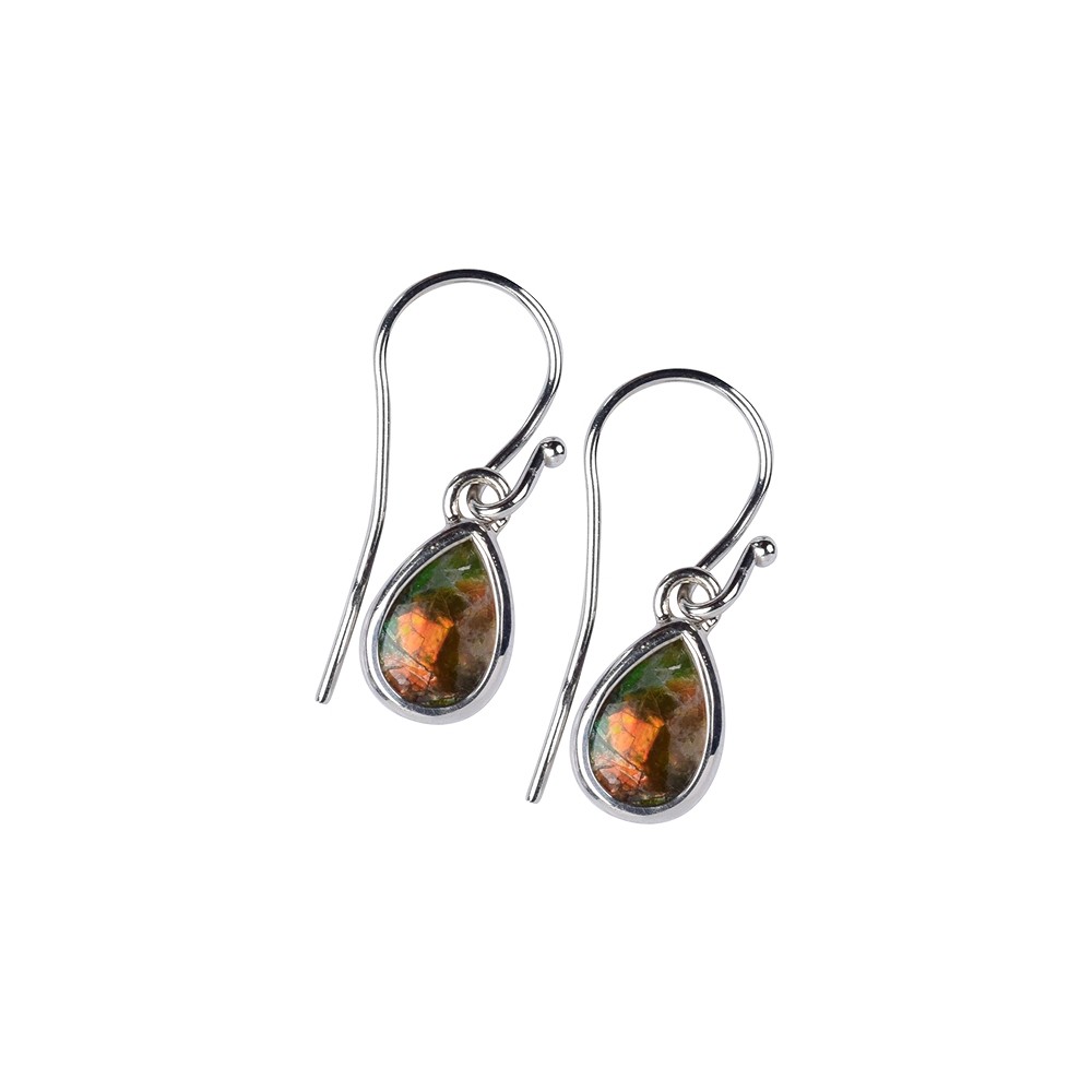 Boucles d'oreilles Ammolite goutte (9mm) multicolore, 3,2cm, platiné | Marco Schreier
