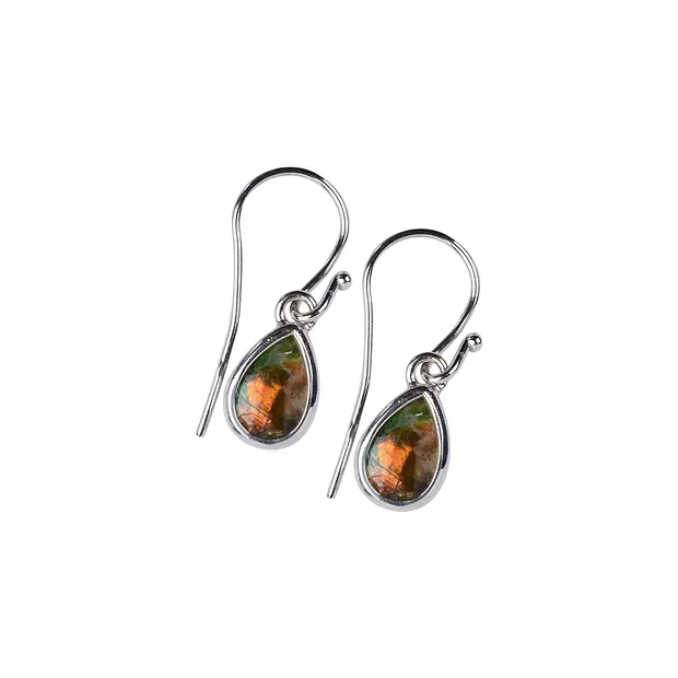 Boucles d'oreilles Ammolite goutte (9mm) multicolore, 3,2cm, platiné | Marco Schreier