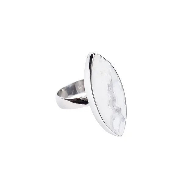 Ohrstecker Druzy-Achat weiß Marquise (20 x 8mm), 2,3cm, platiniert | Marco Schreier