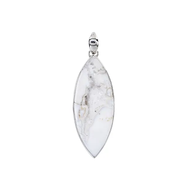 Ohrstecker Druzy-Achat weiß Marquise (20 x 8mm), 2,3cm, platiniert | Marco Schreier