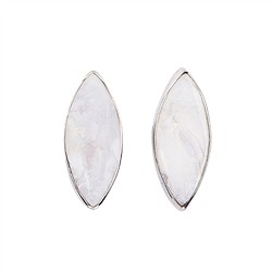244023220108 Earstuds druzy agate white marquise (20 x 8mm), 2.3cm, platinum plated | Marco Schreier