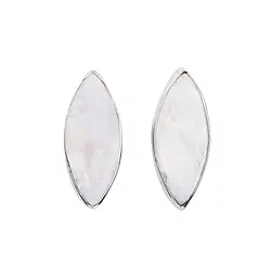 244023220108 Perno auricolare Agata (bianca) marquise (20 x 8 mm), 2,3 cm, placcato platino | Marco Schreier