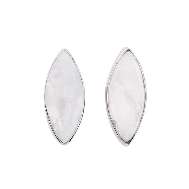 Ohrstecker Druzy-Achat weiß Marquise (20 x 8mm), 2,3cm, platiniert | Marco Schreier