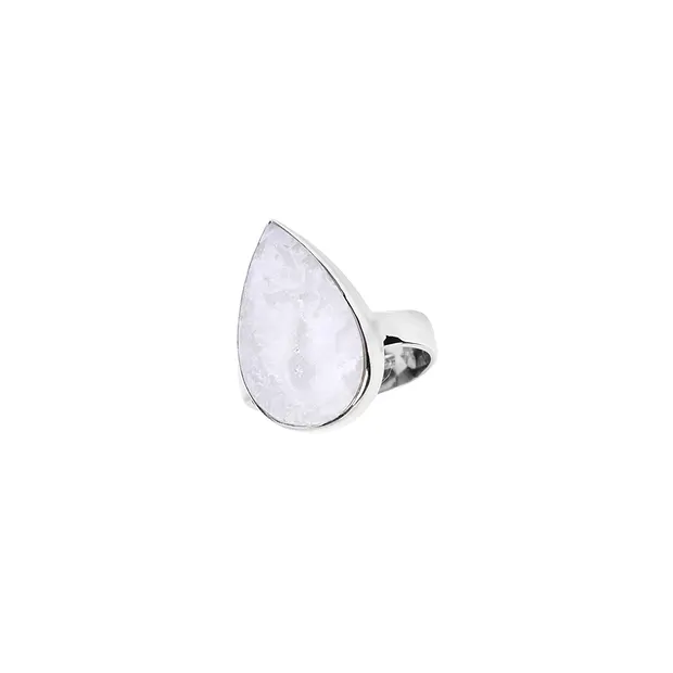 Boucles d'oreilles Agate (blanche) goutte (18 x10mm), 4,1cm, platiné | Marco Schreier
