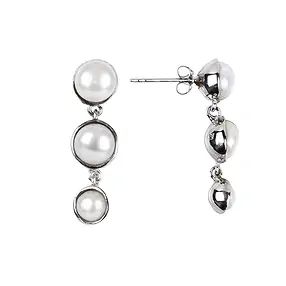 Ohrstecker Perle rund (5,0/7,5mm), 3,0cm, platiniert | Marco Schreier