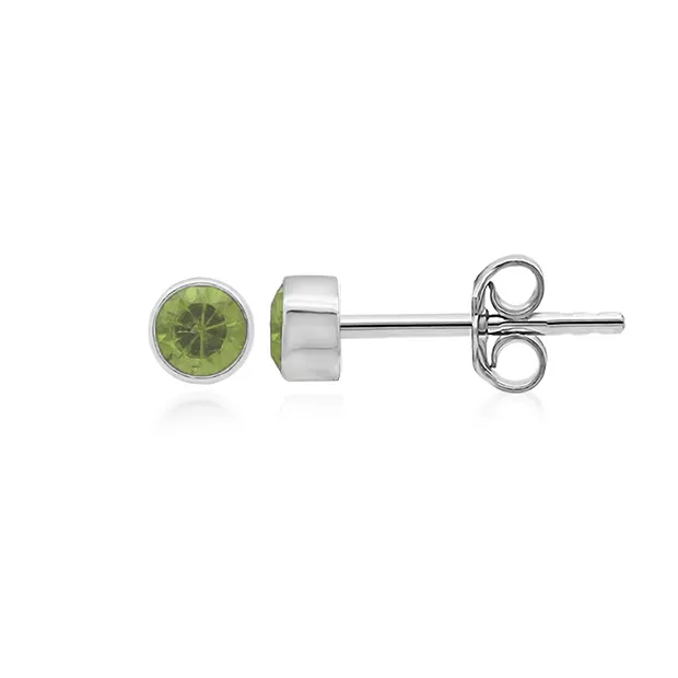 Clous d'oreilles Péridot rond (3mm), facetté, 0,4cm, platiné, en vrac | Marco Schreier