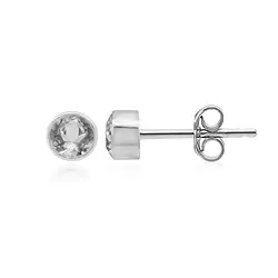 244023220120 Pendientes Topacio (blanco) redondo (4mm), facetado, 0,5cm, platinado | Marco Schreier