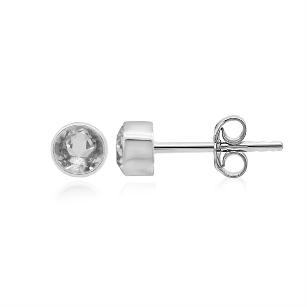 Clous d'oreilles Topaze blanche ronde (4mm), facettée, 0,5cm, platiné | Marco Schreier
