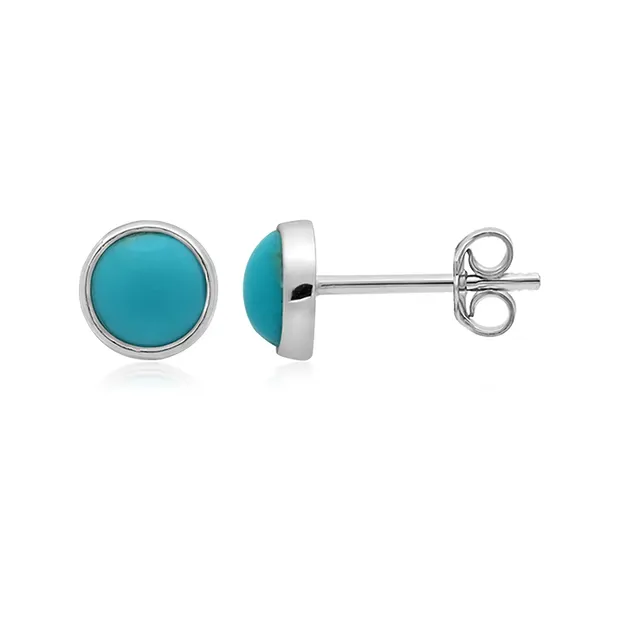 Ohrstecker Türkis rund (6mm), 0,7cm, platiniert | Marco Schreier