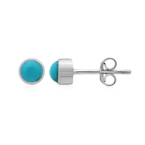 Ohrstecker Türkis rund (4mm), 0,5cm, platiniert | Marco Schreier