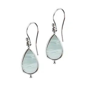 Earrings Pacific chalcedony, drop (15 x 11mm), 3.2cm, platinum plated | Marco Schreier