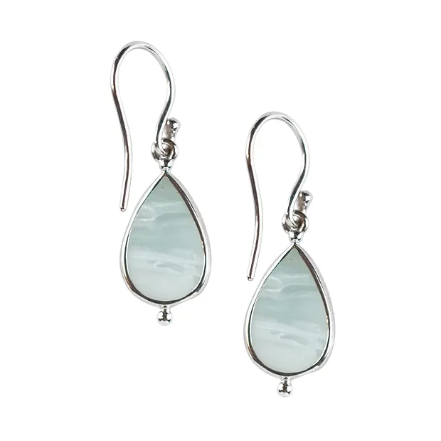 Earrings Pacific chalcedony drop (15 x 11mm), 3.2cm, platinum plated | Marco Schreier