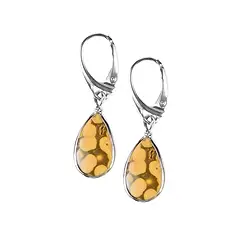 244023220275 Ocean Jasper drop earrings (18 x 10mm), 4.1cm, platinum plated | Marco Schreier