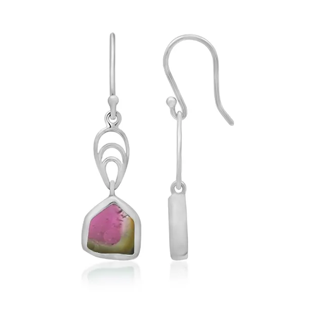 Boucles d'oreilles avec crochets, disque de tourmaline (8 x 9mm), 4,0cm, platiné | Marco Schreier