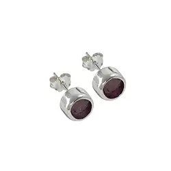 244023220288 Ohrstecker Granat rund (4mm), 0,5cm, platiniert, lose | Marco Schreier