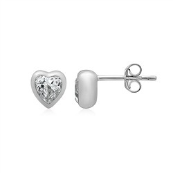 244023220289 Topaz (white) heart earstud (5mm) 0.6cm, platinum plated | Marco Schreier