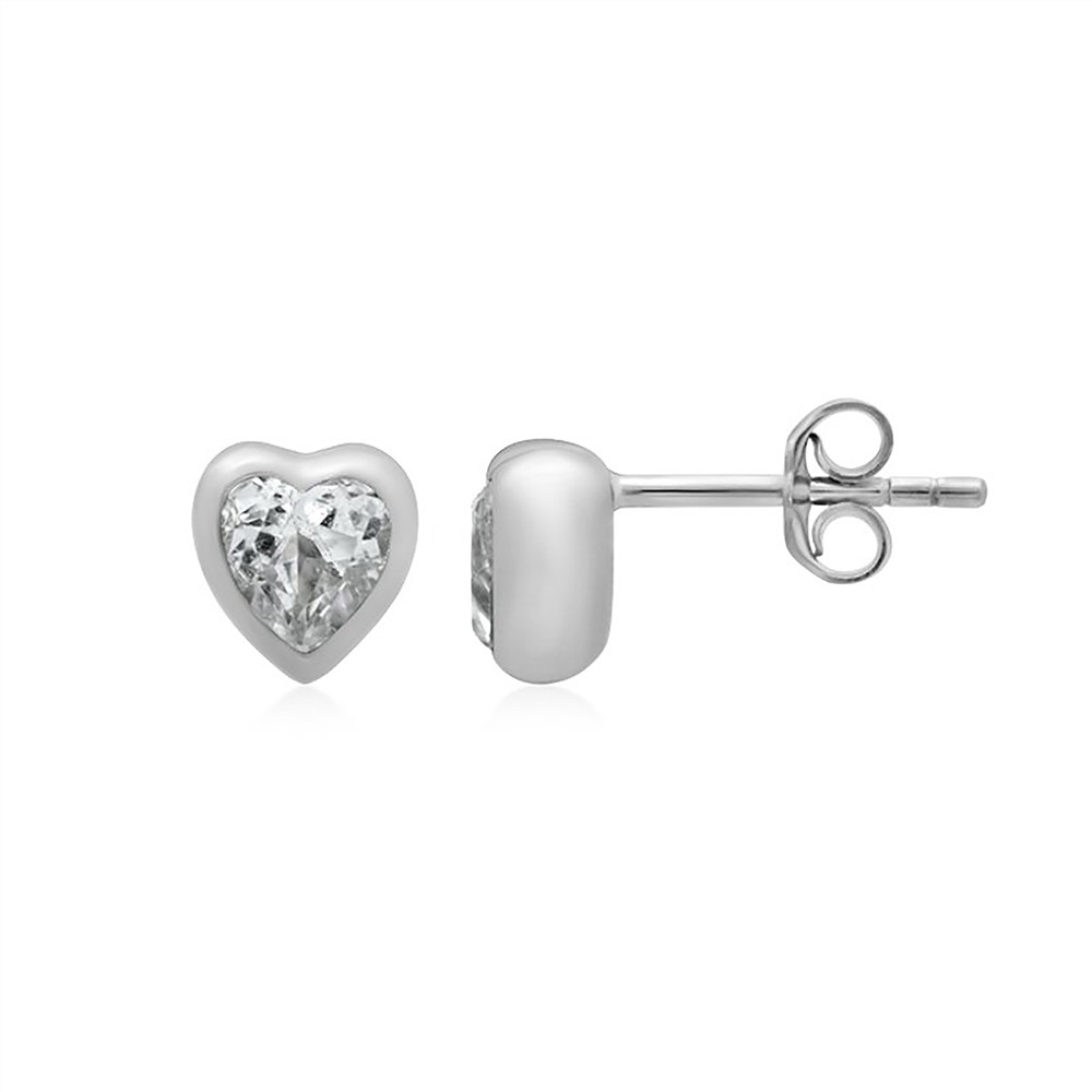 Topaz (white) heart earstud (5mm) 0.6cm, platinum plated | Marco Schreier