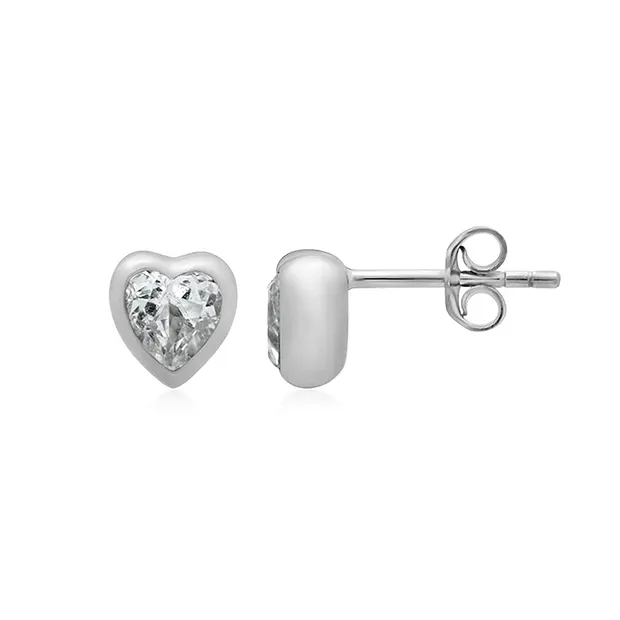 Clous d'oreilles Topaze (blanc) coeur (5mm) 0,6cm, platiné | Marco Schreier