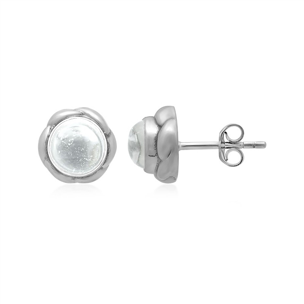 Earstuds Rock Crystal round (6mm), platinum plated | Marco Schreier