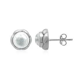 Ohrstecker Bergkristall rund (6mm), platiniert | Marco Schreier