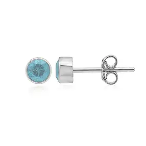 Pendientes Topacio (azul) redondo (3mm), 0.4cm, platinado | Marco Schreier