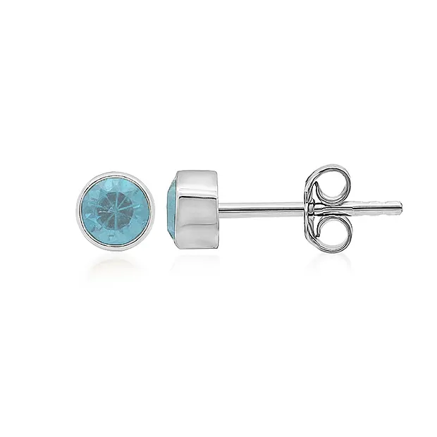 Ohrstecker Topas blau rund (3mm), 0,4cm, platiniert | Marco Schreier