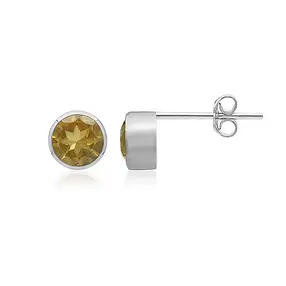 Ohrstecker Citrin rund (6mm), facettiert, 0,7cm, platiniert | Marco Schreier