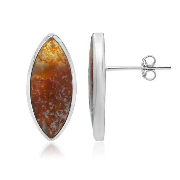 Earstud Ocean Jasper Marquise (20 x 8mm), 2.2cm, platinum plated | Marco Schreier
