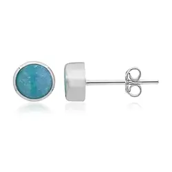 244023220392 Earstuds opal dublet round (5mm), 0.6cm, platinum plated | Marco Schreier