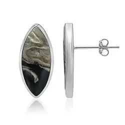 244023220397 Pendientes con forma de marquesa de Madera de palma petrificada, 2,2 cm, platinados | Marco Schreier