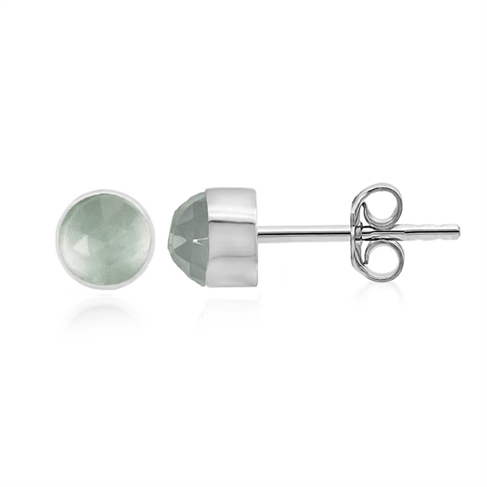 Perno auricolare Acquamarina rotonda (6 mm), sfaccettata, 0,7 cm, placcato platino | Marco Schreier