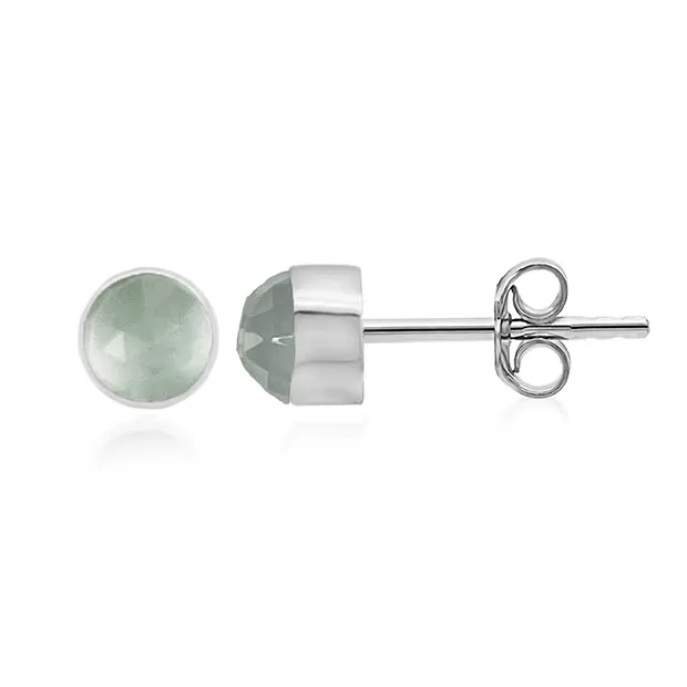 Pendientes Aguamarina redonda (6mm), facetada, 0,7cm, platinado | Marco Schreier
