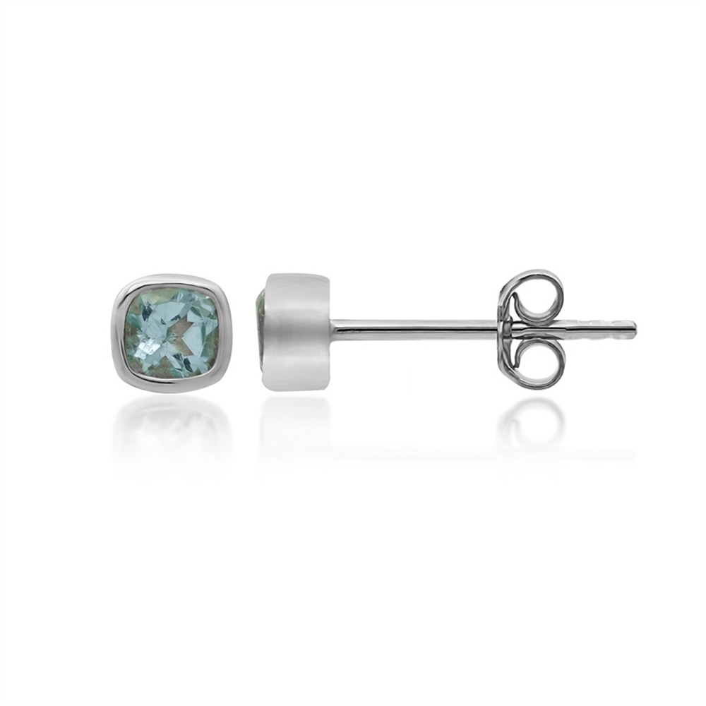 Clous d'oreilles Topaze bleue carrée (4 x 4mm), facettée, 0,5cm, platiné | Marco Schreier