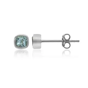 Ohrstecker Topas blau, quadratisch, facettiert, 0,5cm, platiniert | Marco Schreier