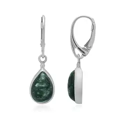 244023230012 Pendientes de gota de serafinita (15 x 10 mm), 3,6 cm, platinados | Marco Schreier