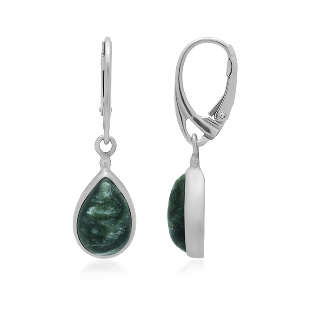 Serafinite drop earrings (15 x 10mm), 3.6cm, platinum plated | Marco Schreier
