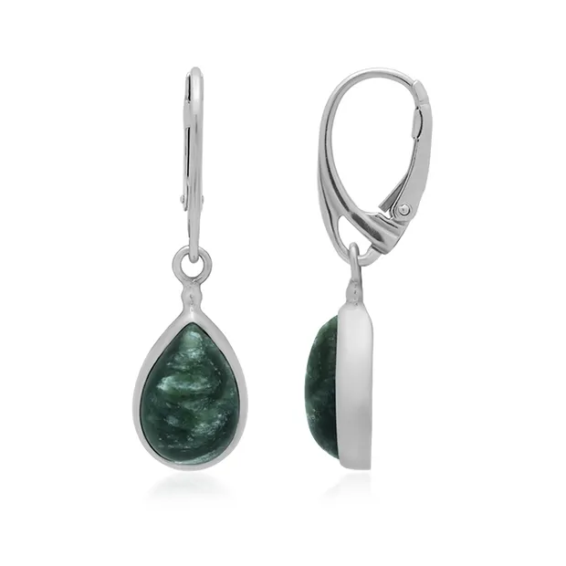 Pendientes de gota de serafinita (15 x 10 mm), 3,6 cm, platinados | Marco Schreier