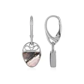 Chalcedony (purple) earring, half-oval, 3.8 cm, platinum-plated | Marco Schreier
