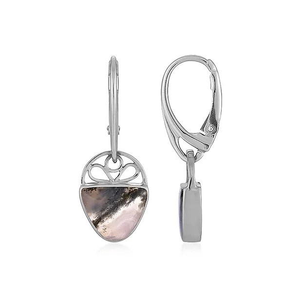 Ohrhänger Chalcedon (lila), Halb-Oval (12 x 10mm), 3,8cm, platiniert | Marco Schreier