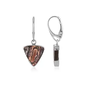 Ohrstecker Batik-Jaspis, Trillion (15 x 15mm), 3,6cm, platiniert | Marco Schreier