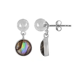 244023230035 Ohrstecker Pauamuschel (8mm), Bergkristall (6mm), 1,8cm, platiniert | Marco Schreier